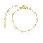 Pulseira Pérola Coração Dourado