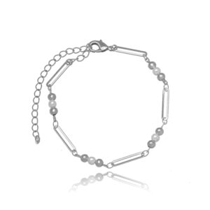 Pulseira de Pérolas e Elos Ródio Branco