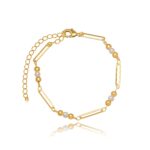 Pulseira de Pérolas e Elos Dourado