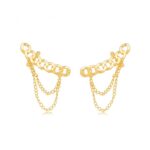 Brinco Ear Cuff de Elos e Correntes Dourado