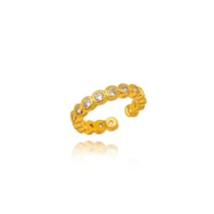 Anel com Micro Zirconia Regulável Dourado