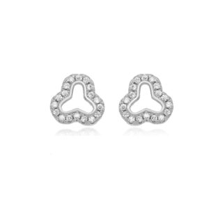 Brinco com Bordas Micro Zircônia Ródio Branco