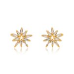 Brinco Flor Cristais Dourado