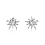 Brinco Flor Cristais Ródio Branco