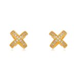 Brinco X com Micro Zircônia Dourado