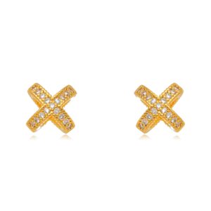 Brinco X com Micro Zircônia Dourado