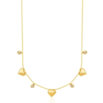 Choker de Corações e Cristais Dourado