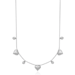 Choker de Corações e Cristais Ródio Branco