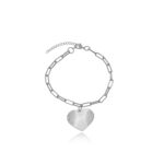 Pulseira Elos com Coração Ródio Branco