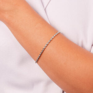 PULSEIRA CORDÃO BAIANO FINO RÓDIO BRANCO